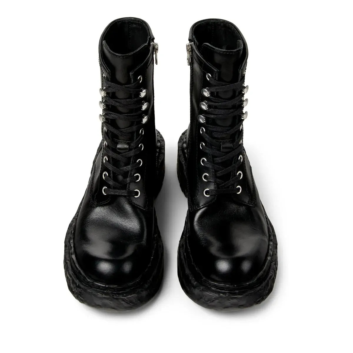 Klobige Plateau-Stiefeletten aus Leder