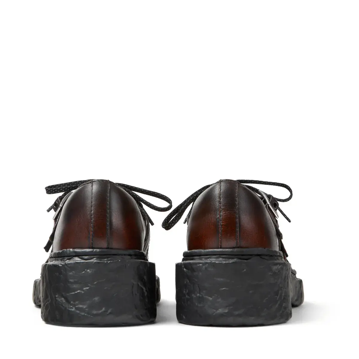 Braune Mary Jane Plateau Schuhe aus Leder