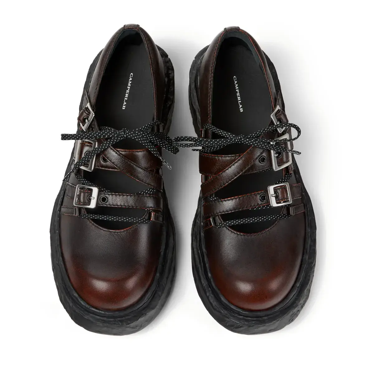 Braune Mary Jane Plateau Schuhe aus Leder