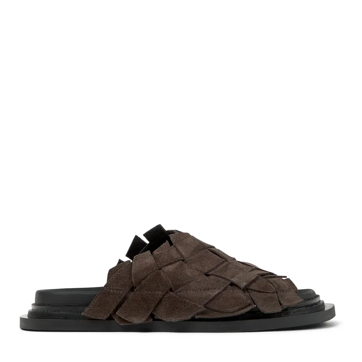 Gewebte flache Ledersandalen