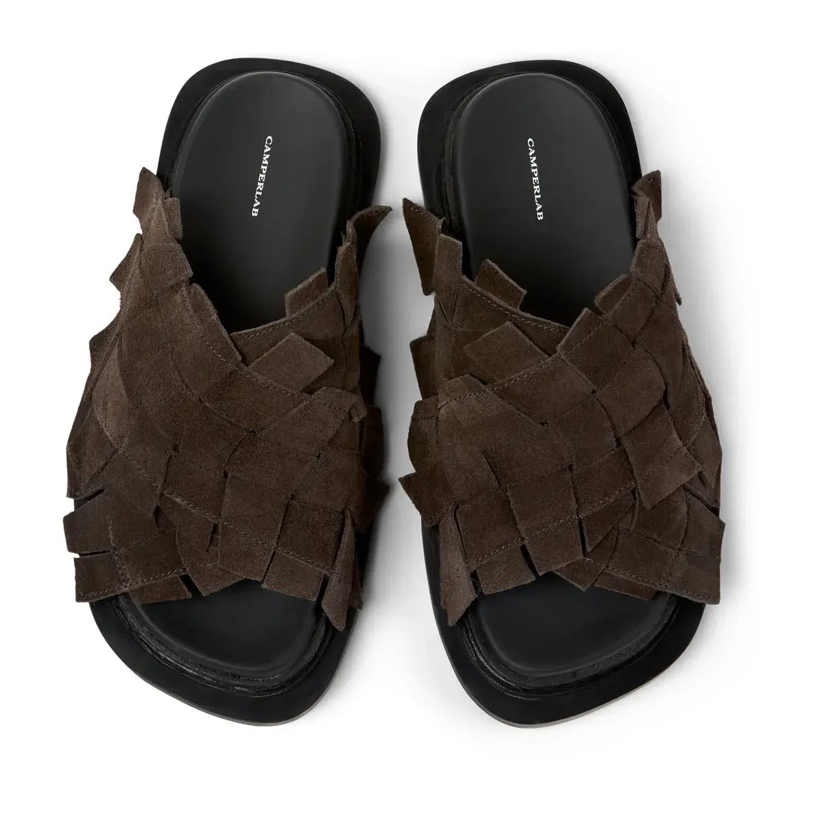 Gewebte flache Ledersandalen