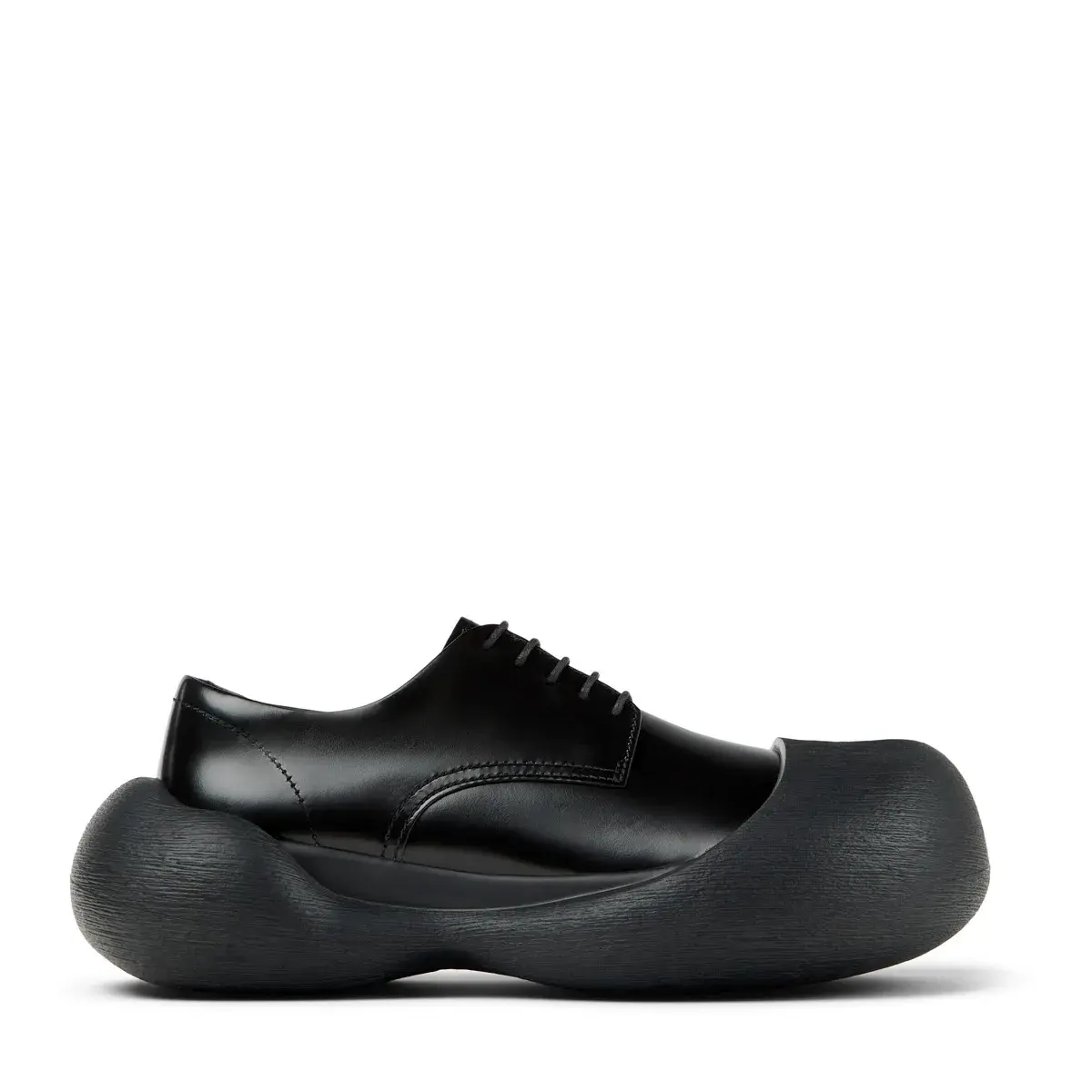 Schwarze Derby-Plateauschuhe aus Leder