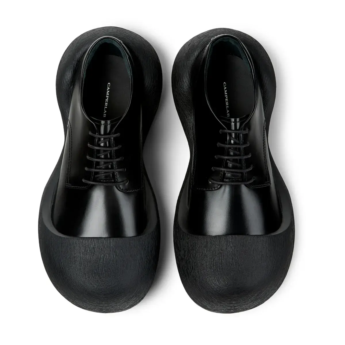 Schwarze Derby-Plateauschuhe aus Leder