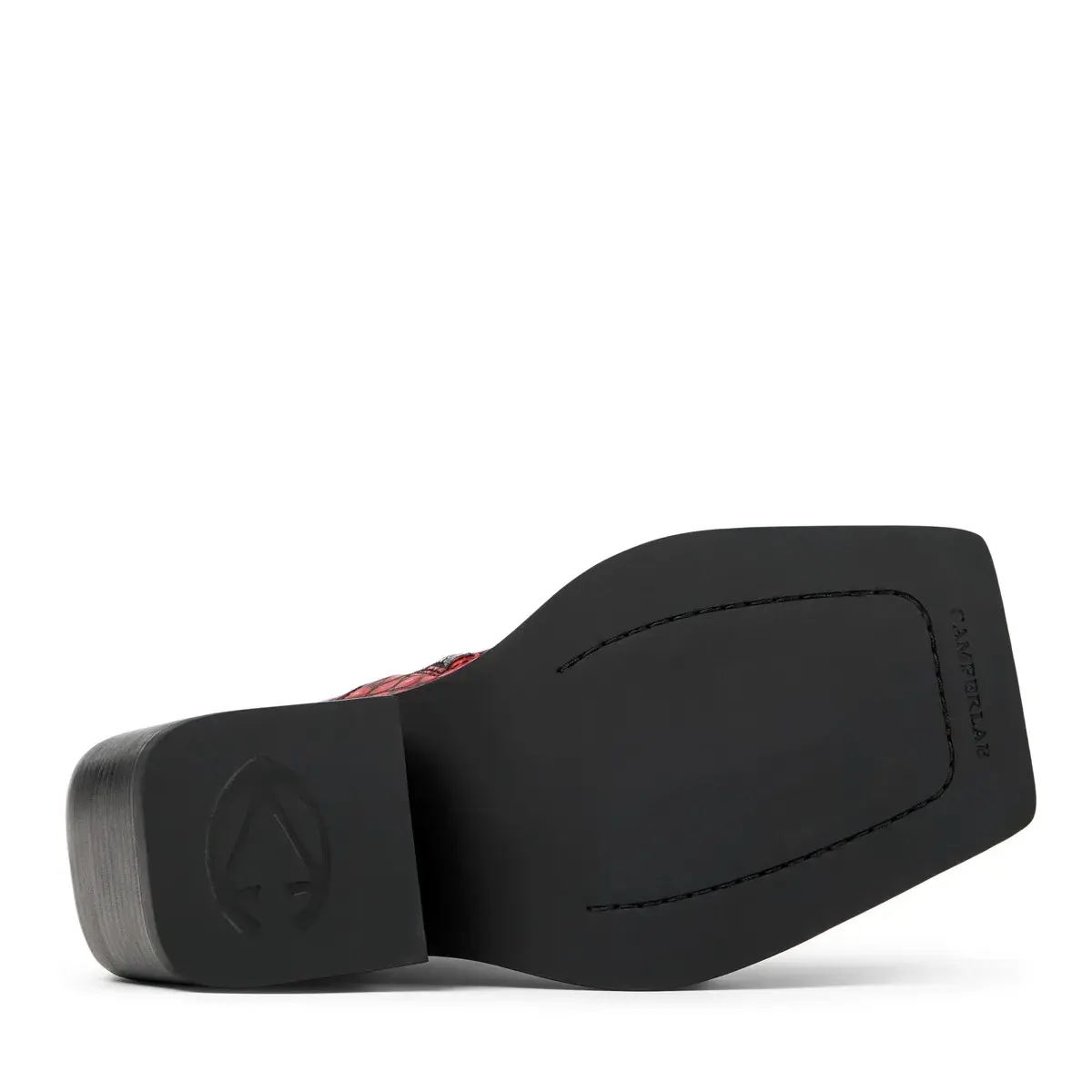 Rote Stiefeletten mit Kroko-Prägung