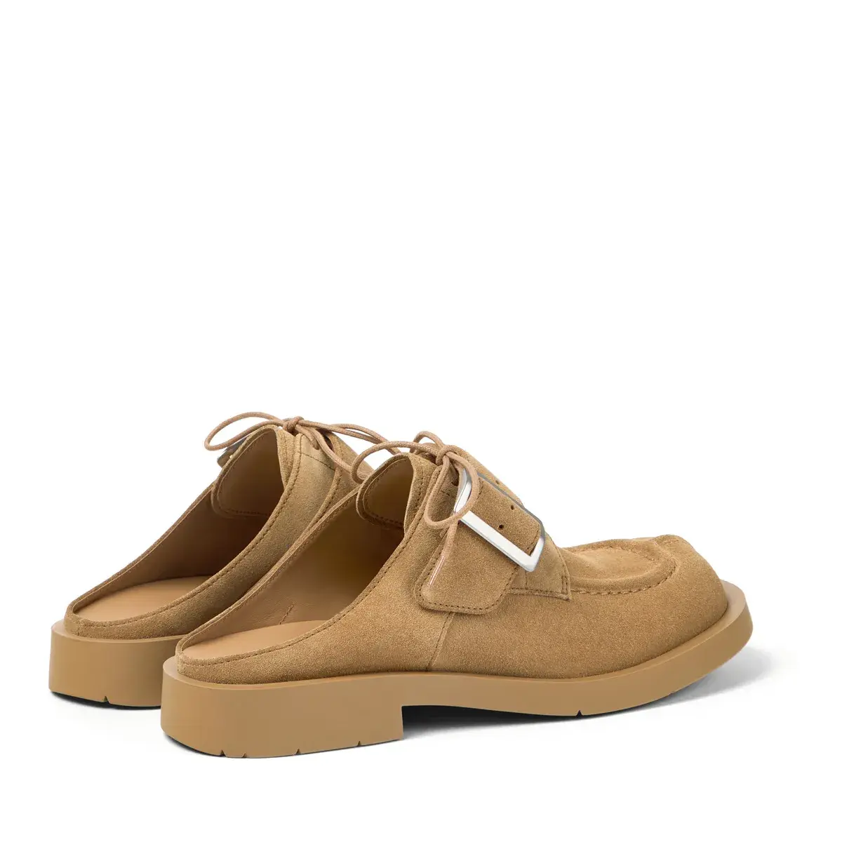 Suede Leder Schnalle Mules Loafers