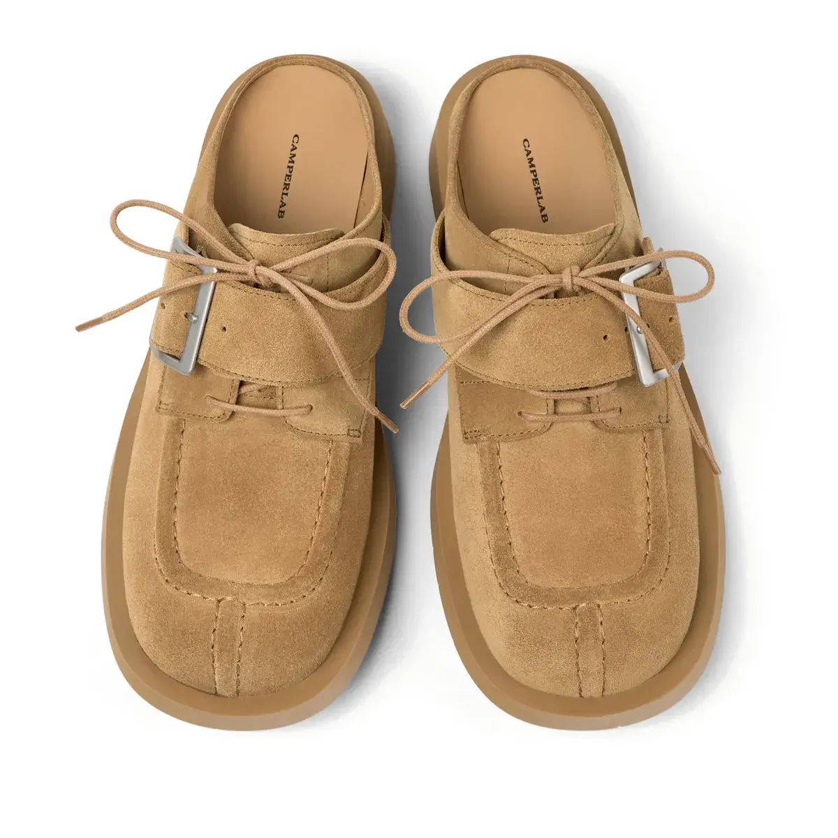 Suede Leder Schnalle Mules Loafers