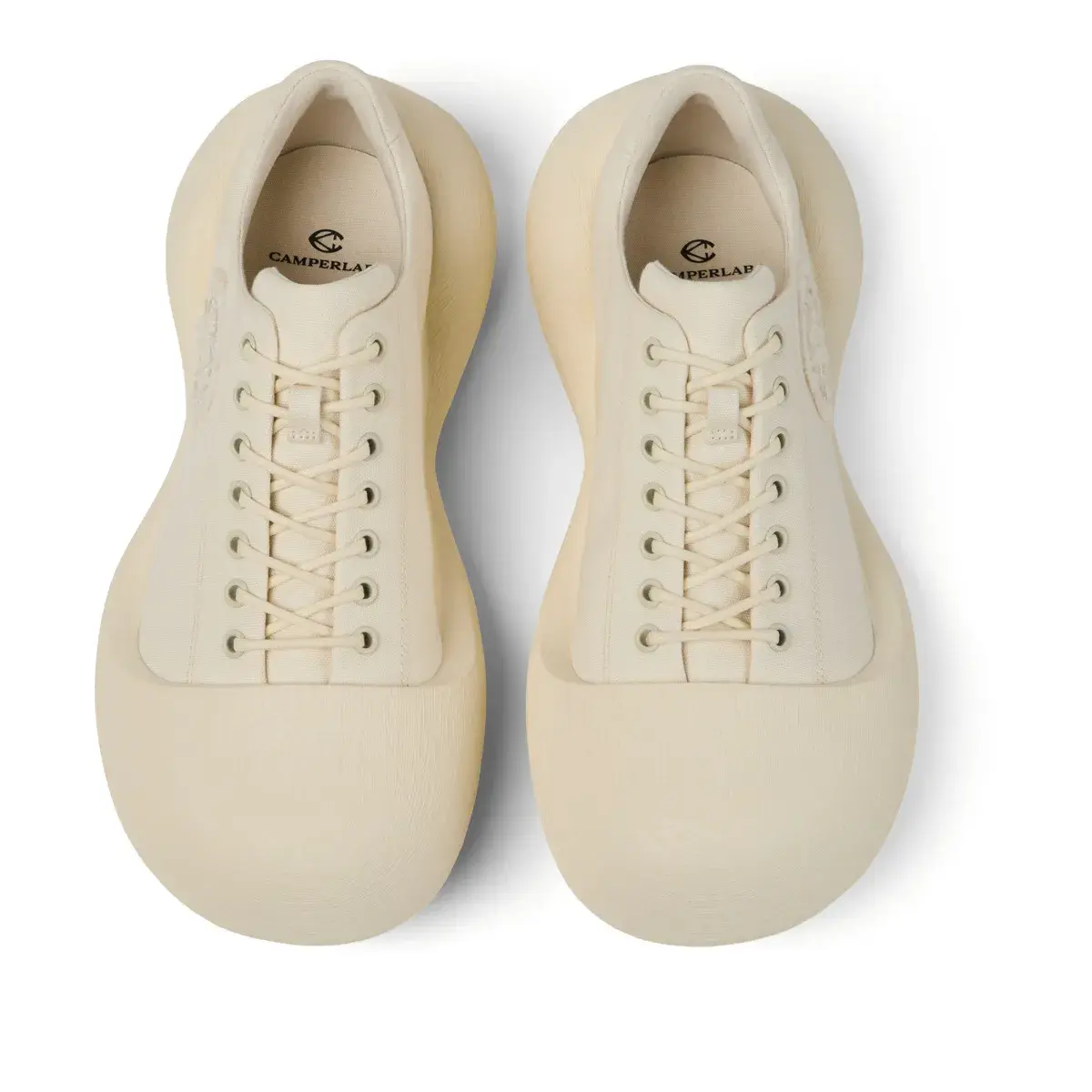 Beiger Canvas Sneaker mit dicker Sohle