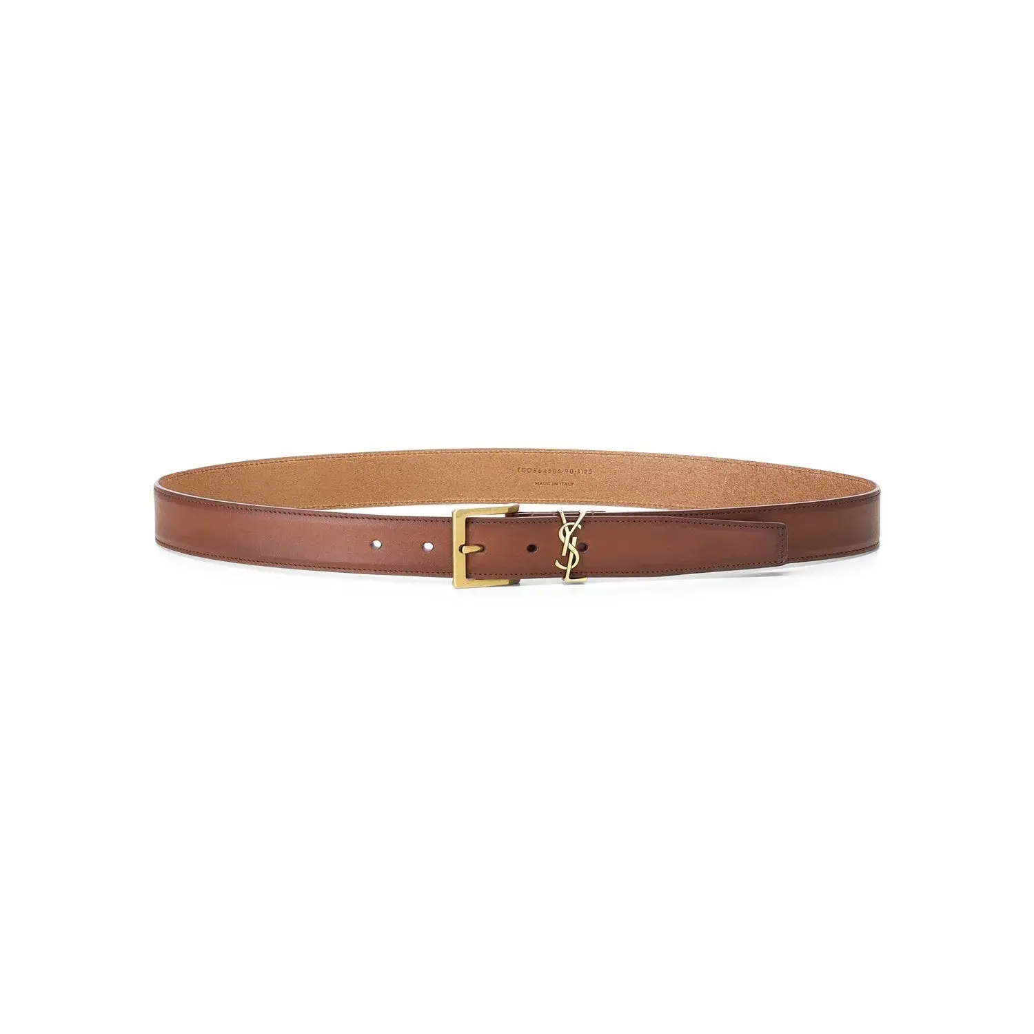 Brauner Ledergürtel mit Monogramm-Schnalle