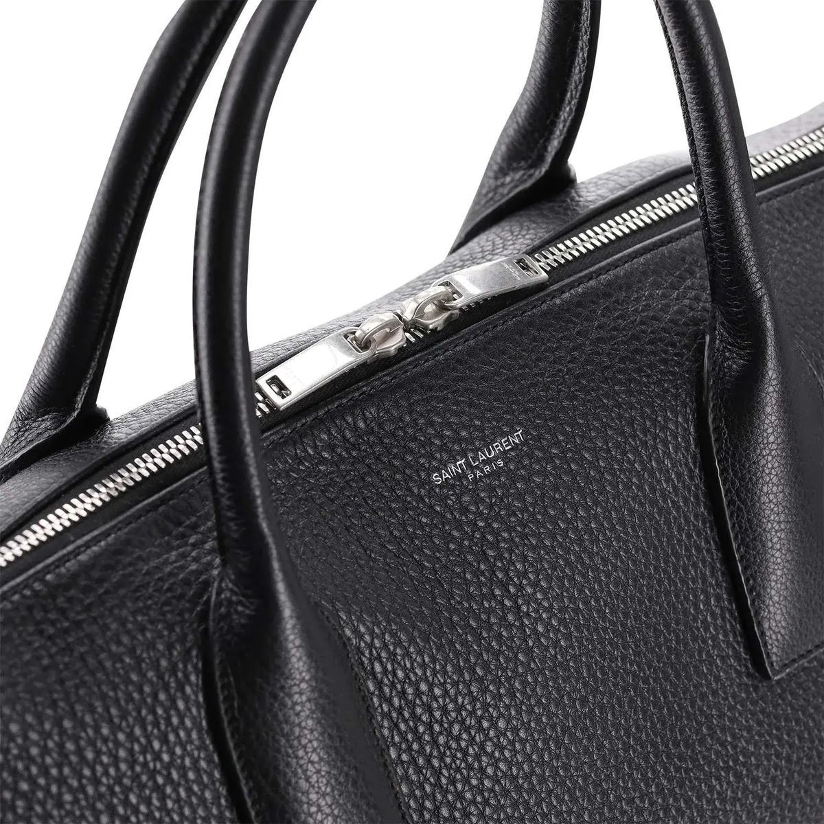 Schwarze Leder Weekender Reisetasche