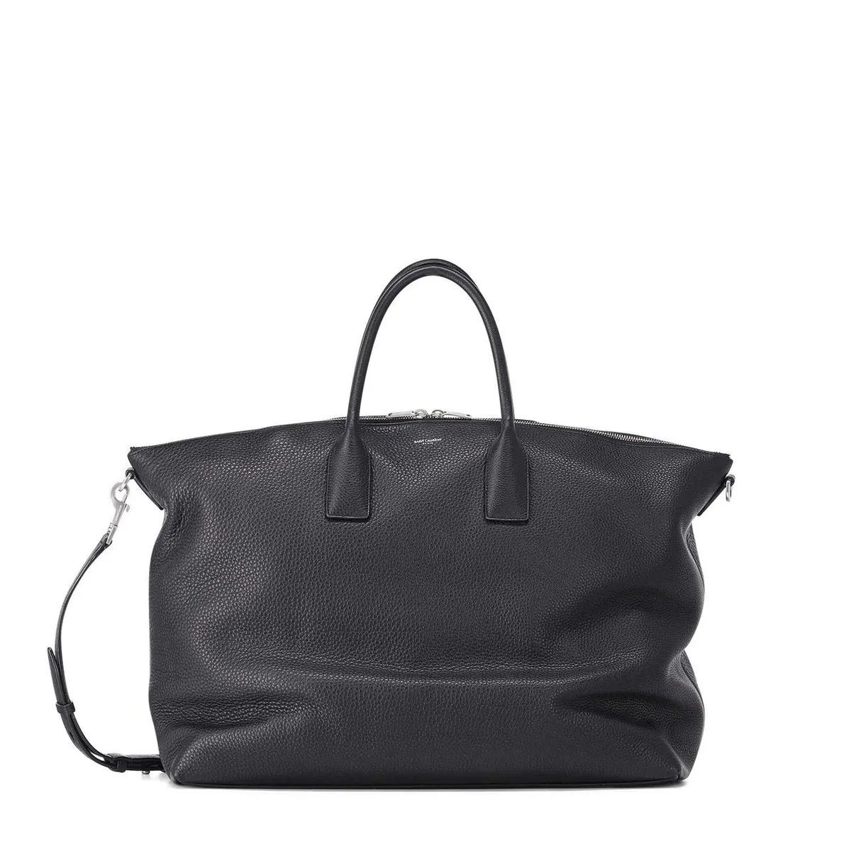 Schwarze Leder Weekender Reisetasche