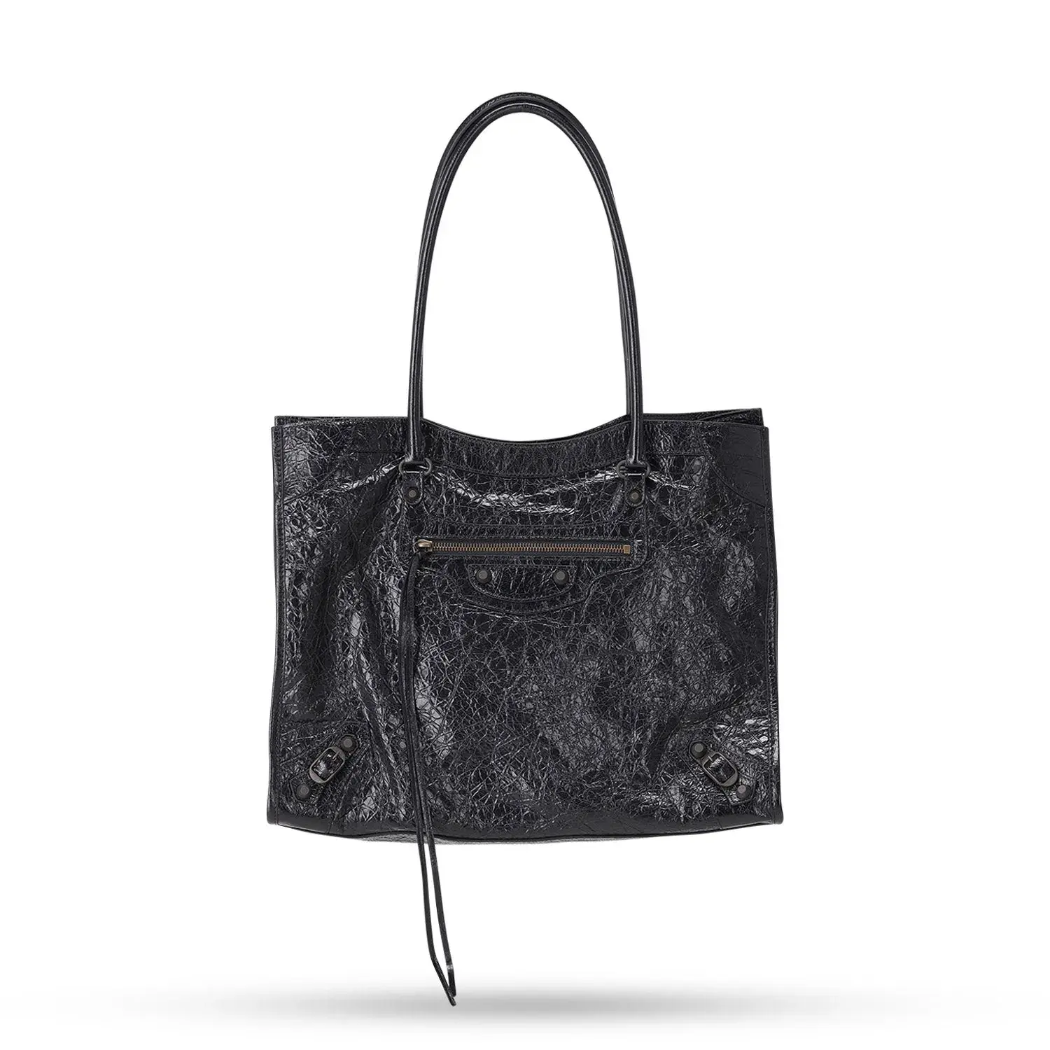 Schwarze Arena Leder Tote Bag