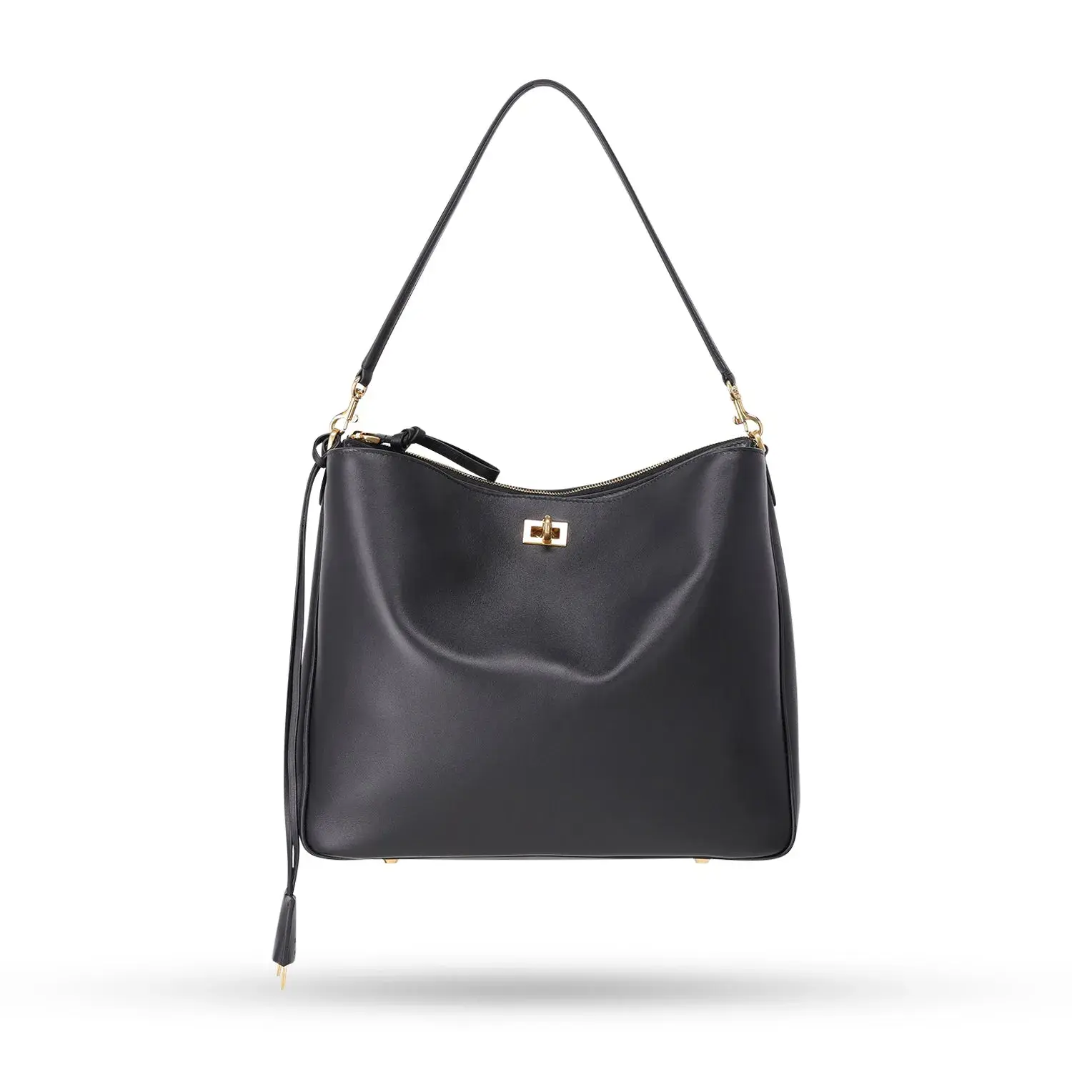 Schwarze Rodeo Schultertasche aus Leder