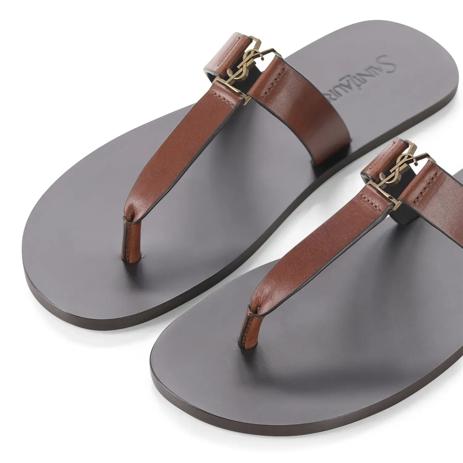 Elegante Zehentandsandalen aus Leder mit Logo