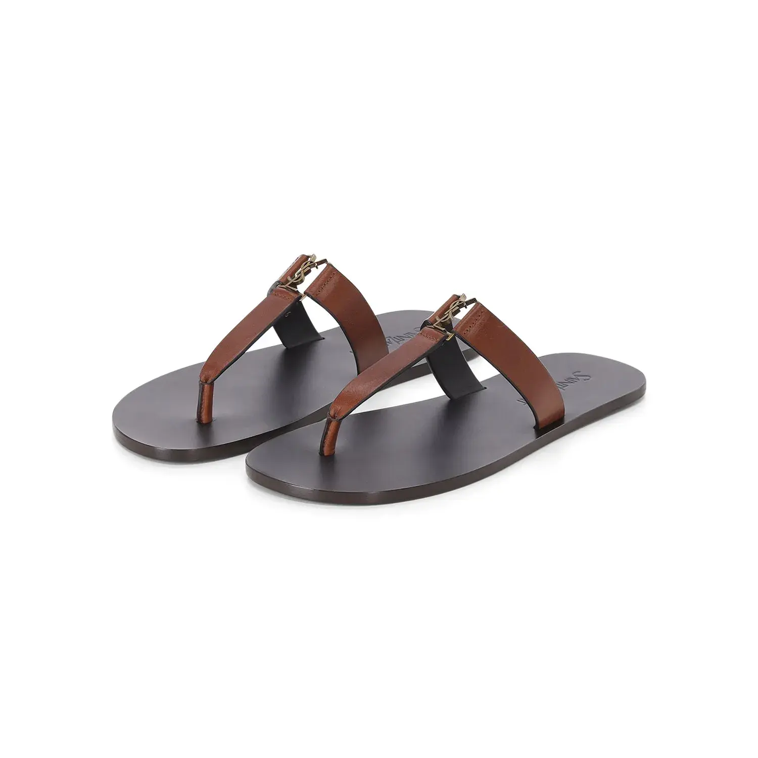 Elegante Zehentandsandalen aus Leder mit Logo