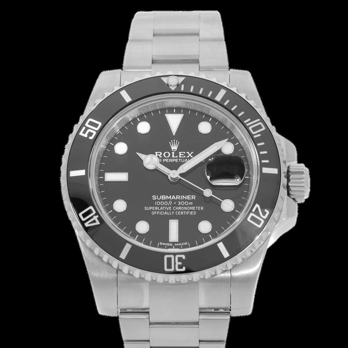 Submariner Schwarzes Zifferblatt Edelstahluhr