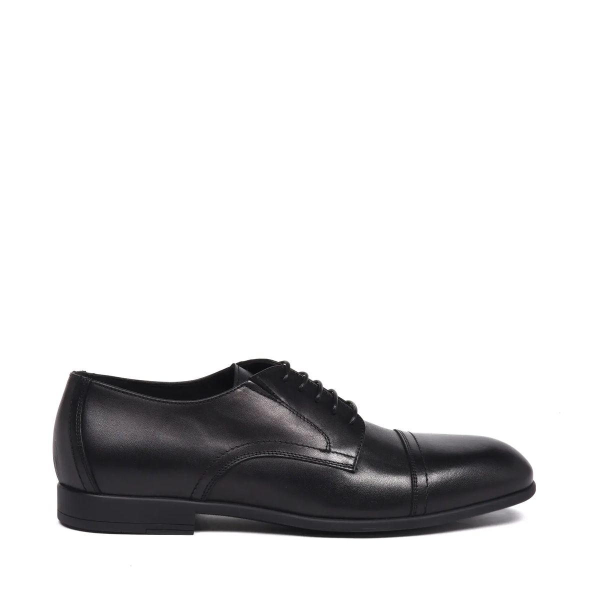 Schwarze Cap-Toe Oxford Lederschuhe