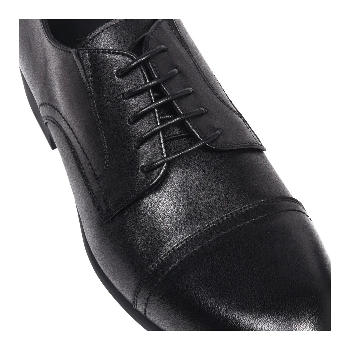 Schwarze Cap-Toe Oxford Lederschuhe