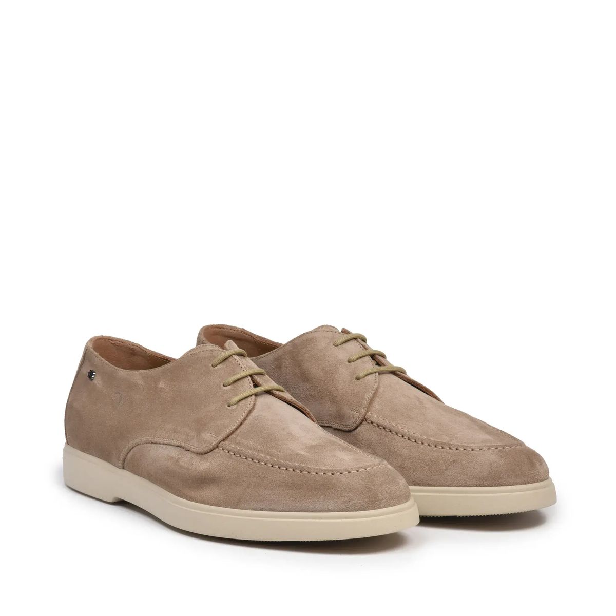 Beige Wildleder Derby Schuhe