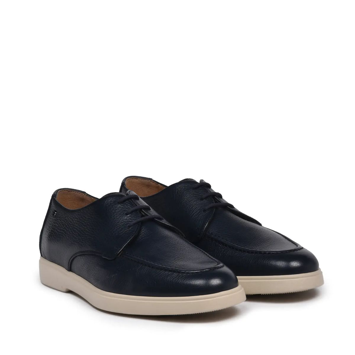 Blaue Derby-Schnürschuhe aus Leder