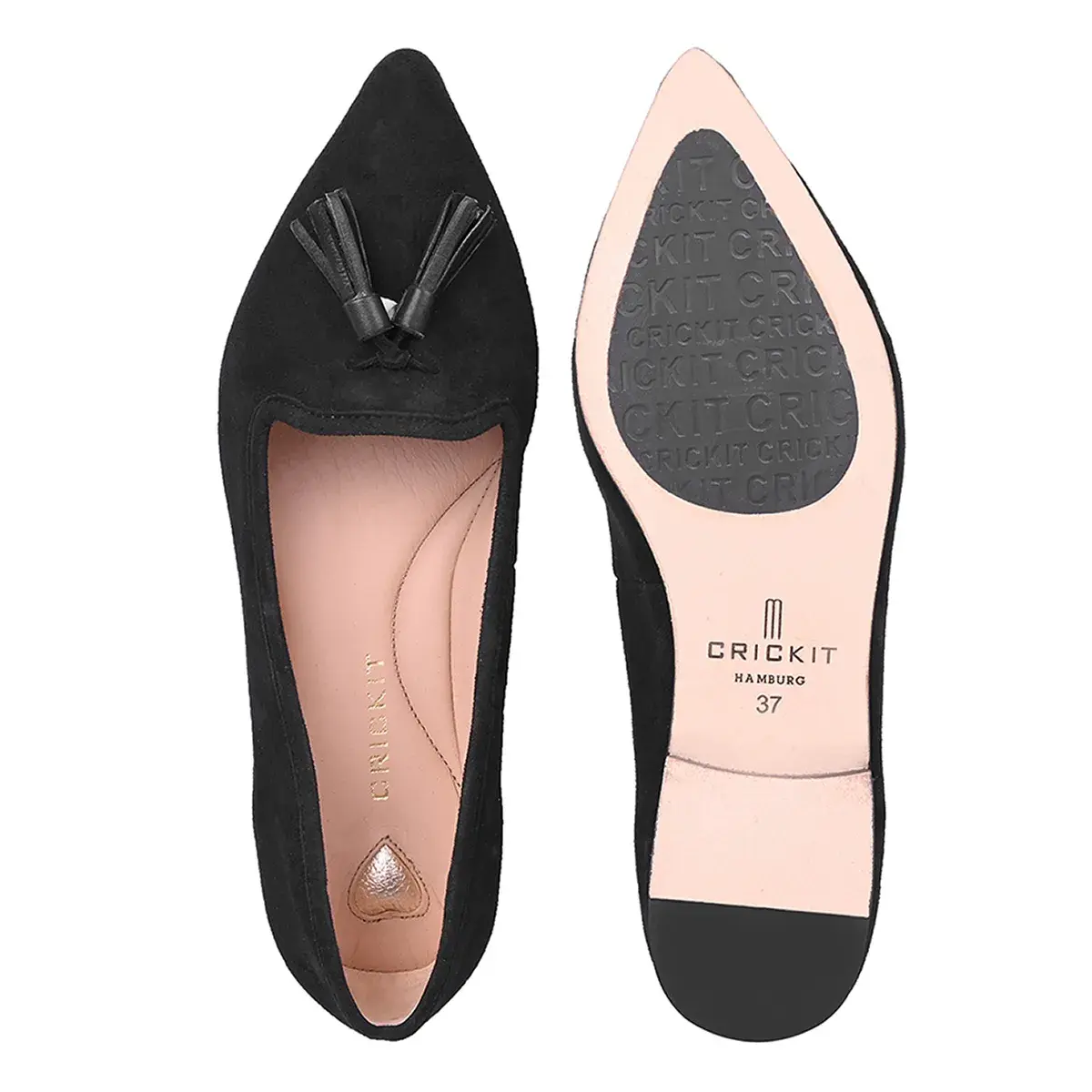 Klassische spitze Ballerinas mit Quasten