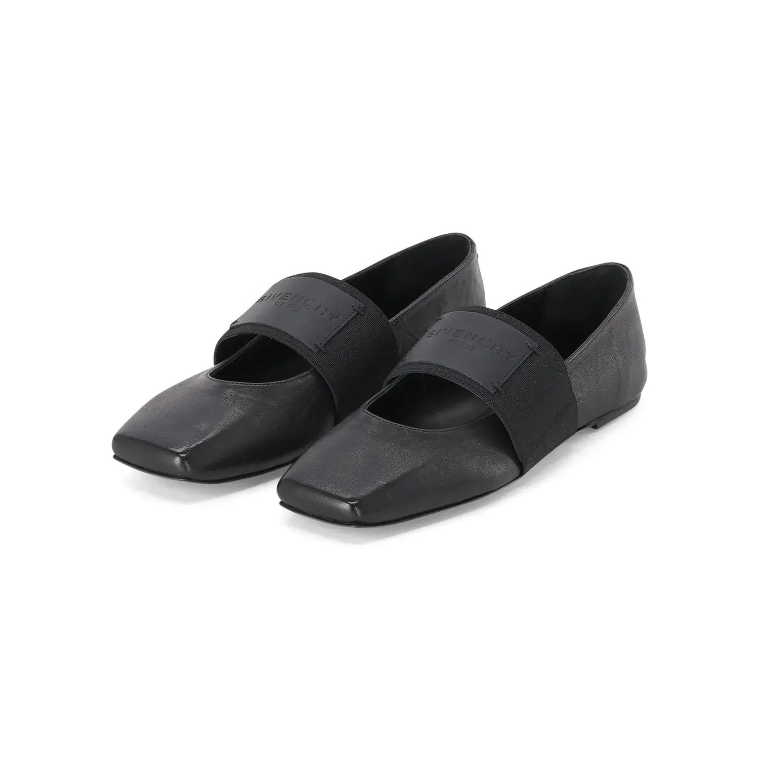 Quadratische Ballerinas aus Leder