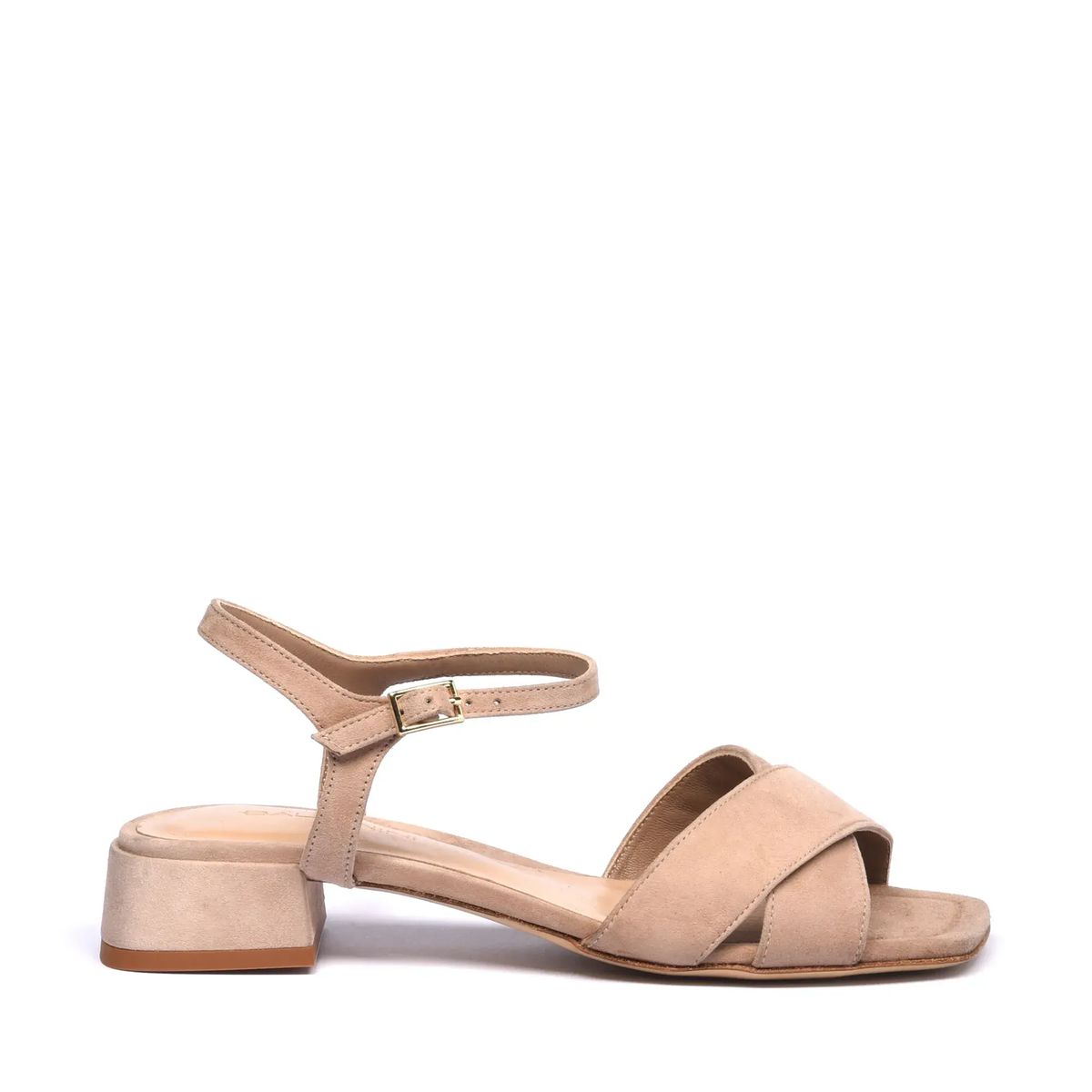 Wildleder Riemchensandalen mit gekreuzten Riemen