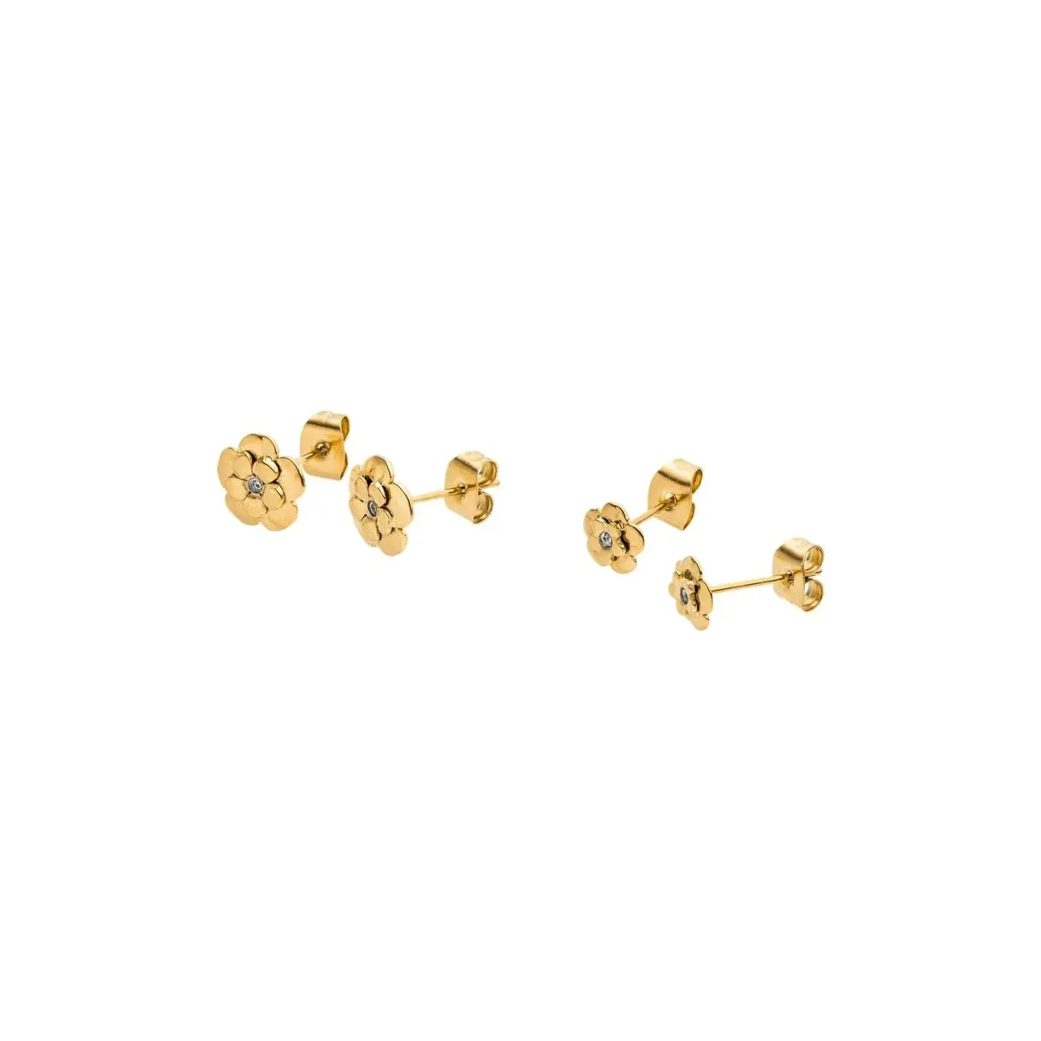 Goldene Blumenstecker Ohrring Set