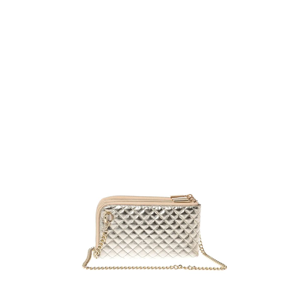 Gesteppte Metallic-Tasche mit Kette