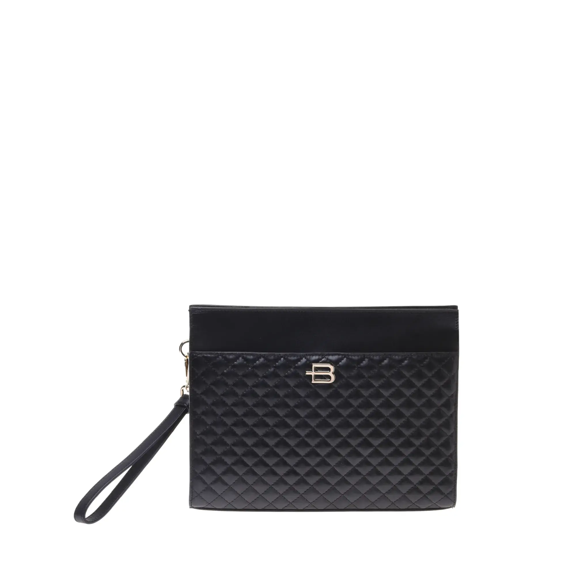 Gesteppte Leder Clutch mit Handschlaufe