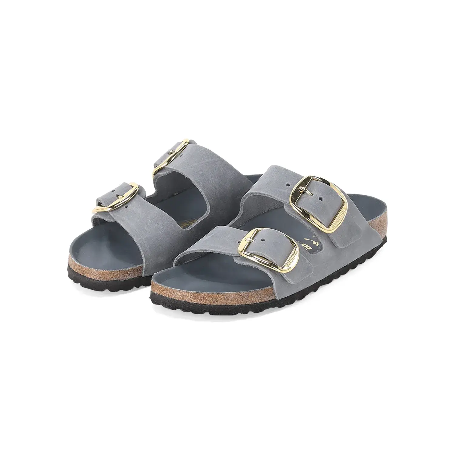 Graue Wildleder Arizona Big Buckle Sandalen