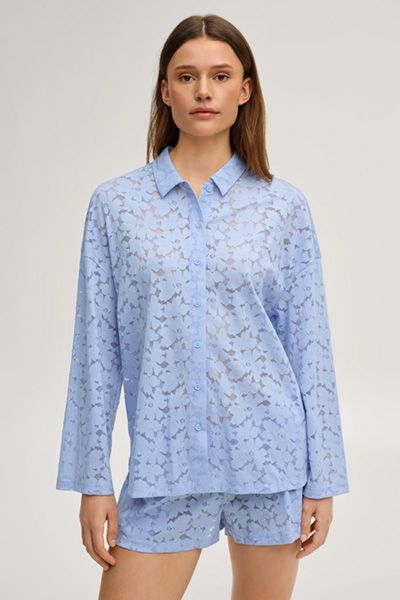 Loungewear-Shirt aus floraler Spitze