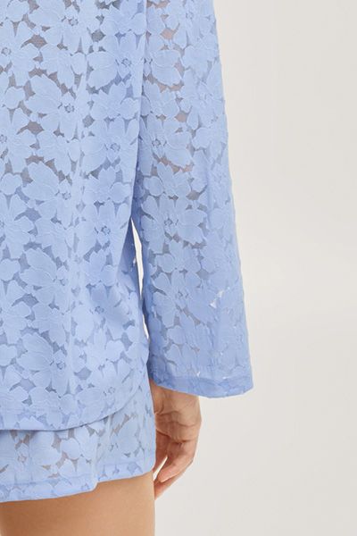Loungewear-Shirt aus floraler Spitze