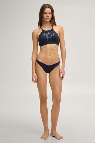 Marineblaues Racerback Bikini-Top mit Logo