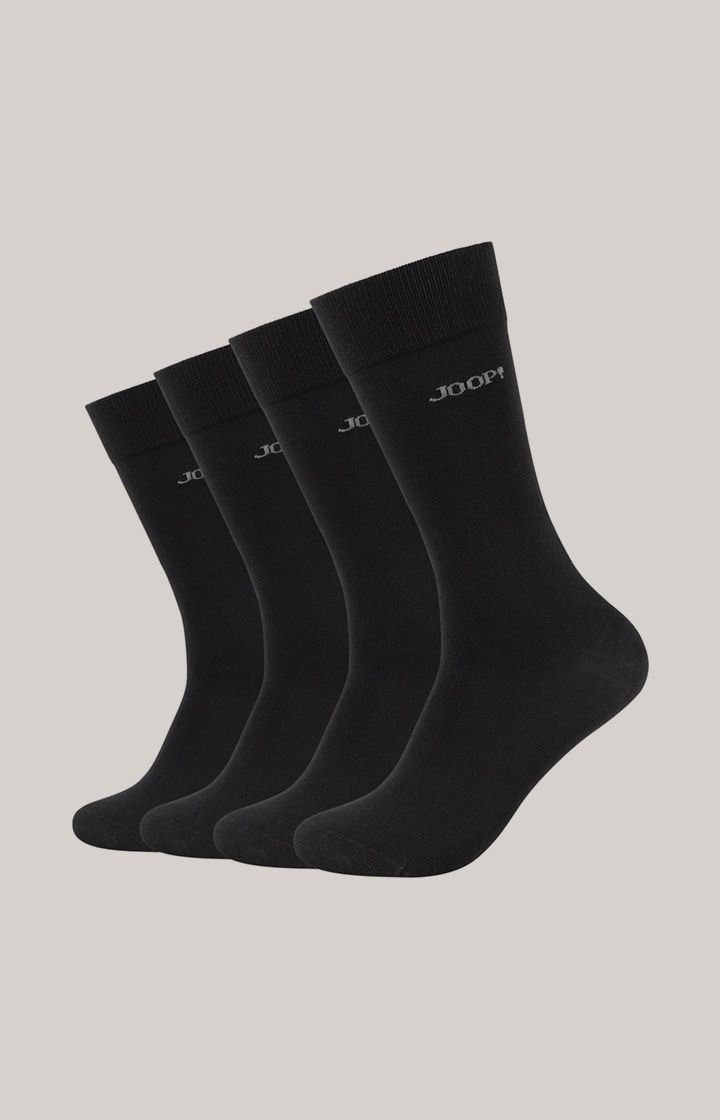 Schwarze Socken aus Baumwollmischgewebe, 4er-Pack
