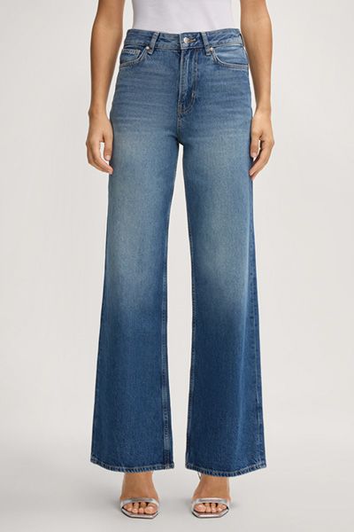 Hochtaillierte Jeans mit weitem Bein