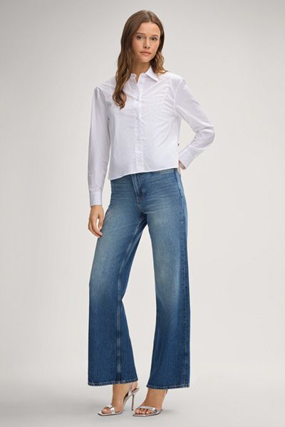 Hochtaillierte Jeans mit weitem Bein