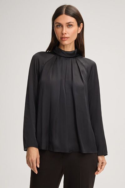 Elegante Satinbluse mit Stehkragen