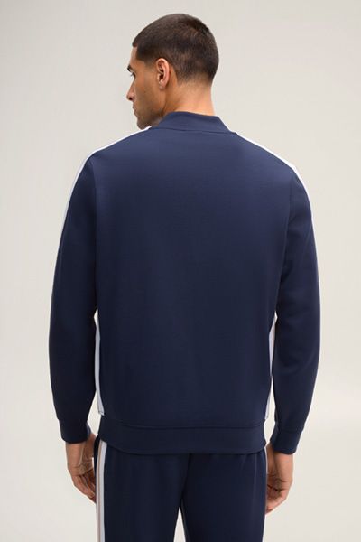 Marineblaue Trainingsjacke mit Ärmelstreifen