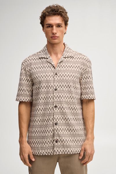 Gemustertes Baumwollmischgewebe Camp Shirt