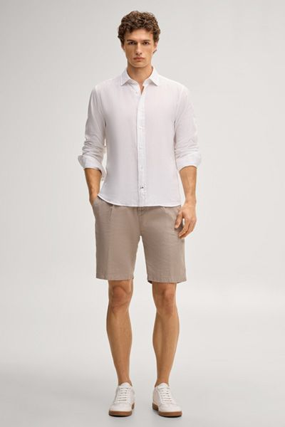 Beige Falten Chino Shorts