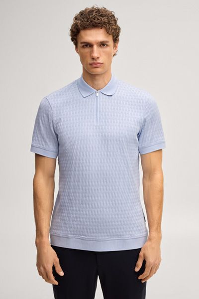 Strukturpoloshirt mit Reißverschluss