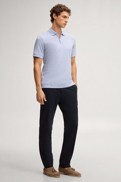 Strukturpoloshirt mit Reißverschluss