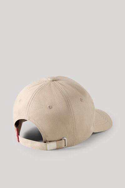 Beige Baumwoll-Basecap mit Logo-Patch