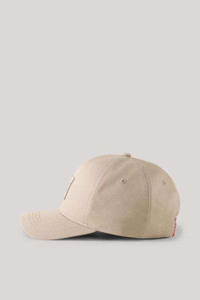 Beige Baumwoll-Basecap mit Logo-Patch