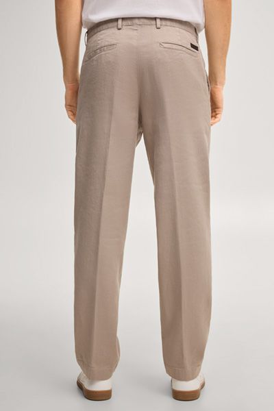 Beige Bundfaltenhose aus Leinenmischung