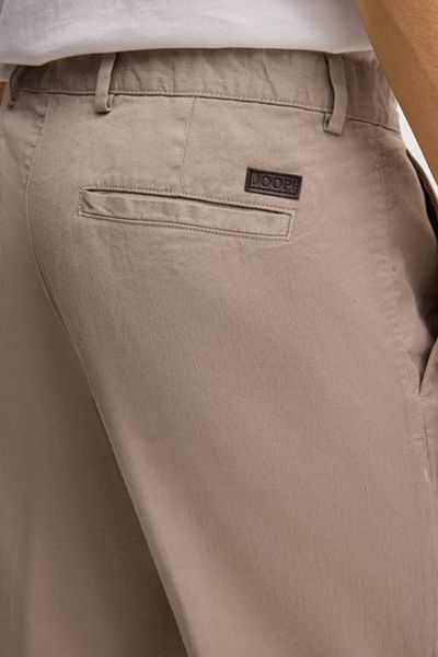 Beige Bundfaltenhose aus Leinenmischung