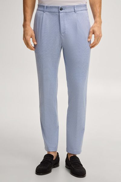 Hellblaue Jerseyhose mit Bundfalten