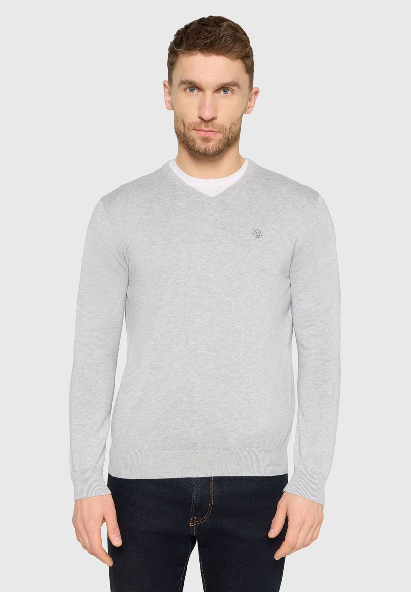 8782 Pullover, V-Ausschnitt, für Herren, grau, L