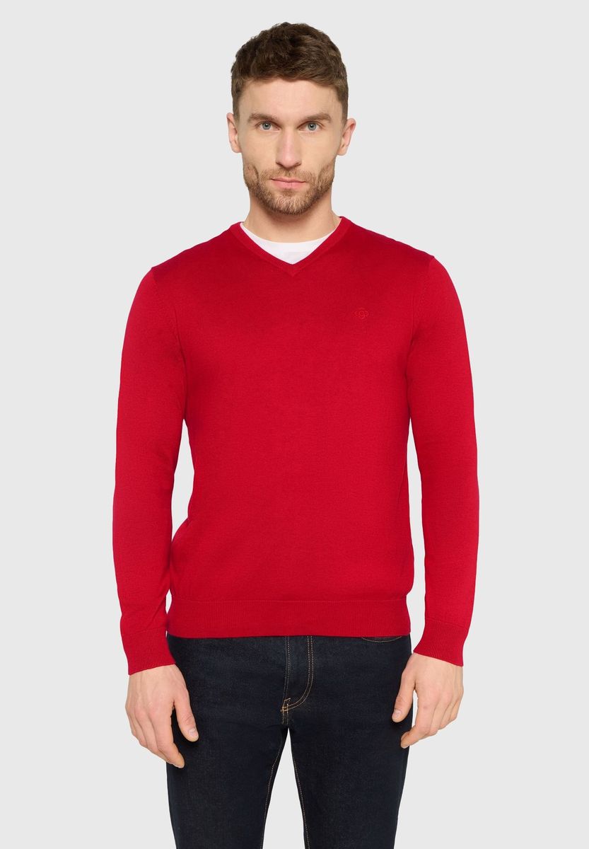 8782 Pullover, V-Ausschnitt, für Herren, rot, L