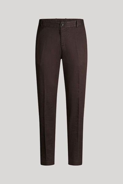 Dunkelbraune Stoffhose aus Leinenmischung